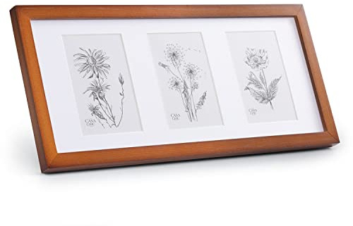 Classic by Casa Chic - Solid Wood Triple Photo Frame for 4x6 inch Photos - Rustic Brown - Perspex Front