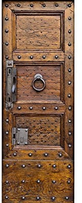 awallo Dekopanel Motiv Antike Holztür Braun in 100 x 280 cm Fototapete mit brauner alter Holztüre auf Vliestapete Made in Germany einfache und schnelle Verarbeitung