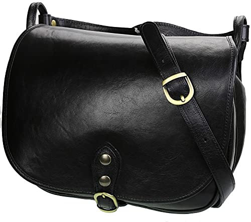 OLIVIA - Sac bandoulière femme cuir WESTERN 31x25x15 cm - Noir, Cuir