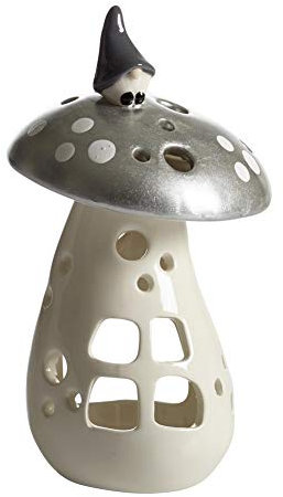 Nääsgränsgården Windlicht Wichtel a. Pilz 17cm Silber