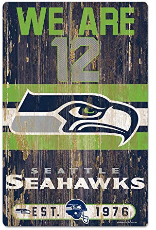 NFL Schild aus Holz Seattle Seahawks Holzschild Wood Slogan We Are 12