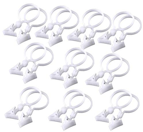 UPKOCH 20pcs Duschvorhang Haken Vorhangringe mit Clips Gardinenhaken Bad Küche Fenster Gardinen Vorhänge Kunststoff Klammern