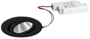 LED Einbaustrahler-Set inkl. Konverter, IP20, rund, 230V, 7W 2700K 740lm 38°, schwenkbar 30°, Schwarz