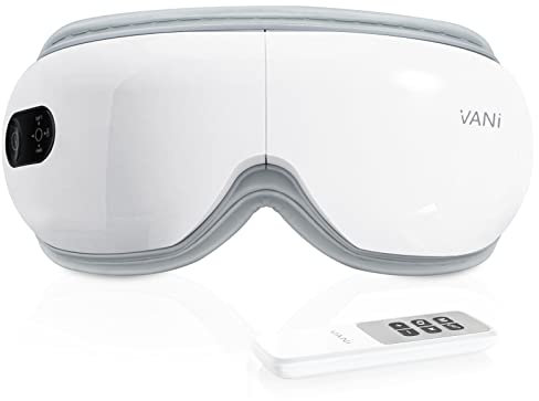 VANI Augenmassagegerät mit Wärme & Kompression, Bluetooth-Musik, wiederaufladbares Augenwärmemassagegerät zum Entspannen und Reduzieren der Augenbelastung, Augenringe, Tränensäcke, trockenes Auge,