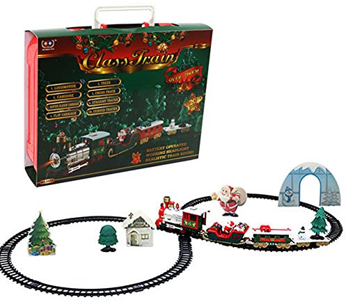 Weihnachtszug-Set, Weihnachten Zug Deko Batteriebetriebene Lokomotive Elektrische Eisenbahn Zug Spielzeug Set Weihnachtsmann Weihnachtsbaum Deko Weihnachtszug Kleiner Zug Geschenke für Kinder Jungen
