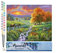 Figured'Art Malen Nach Zahlen Erwachsene Landschaftlicher Sonnenuntergang und Pferde - Paint by Numbers Basteln DIY Bastelset 40x50cm ohne Holzrahmen