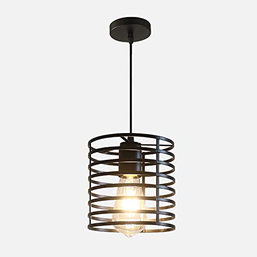 Mengjay E27 Moderne Vintage Industrielle Hänge Pendelleuchten Eisen Kunst Käfig Hängende Lampe Deckenbeleuchtung,Bündige Lampen Innenbeleuchtung Schwarz Kronleuchter für Küche,Stab,Wohnzimmer