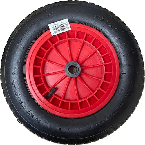 Yorkshire Homeware 14 Pneumatic 3.50-8 Wheelbarrow Wheel Pneumatic Sack Truck Trolley Wheel Puncture Proof Tyre Complete for Garden Trolley Barrow Trailer Truck Red & Black (1)