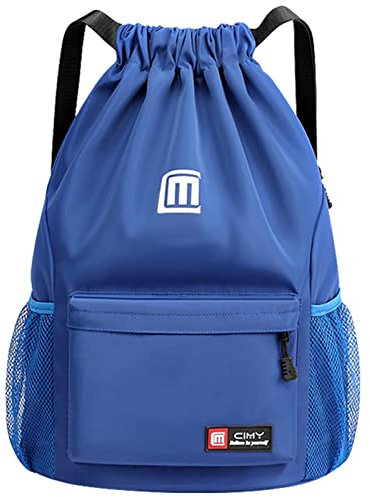 Eucomir Turnbeutel Kordelzug Wasserdicht Sportbeutel, große Kordelzugbeutel mit Netztaschen Wasser,wasserdichter Nylonbeutel mit Kordelzug, turnbeutel Damen Herren für Sport Schwimmen,Lila,Blau