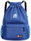 Eucomir Sacca Sportiva Palestra, Sacchetto Con Tasche In Rete, Borsa In Nylon Impermeabile Con Coulisse Con Cerniera Esterna,Blu
