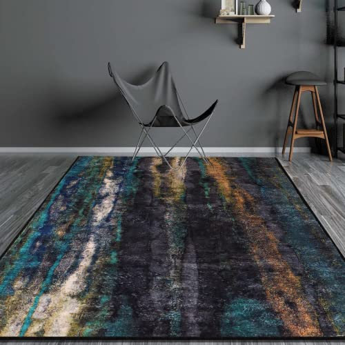 Rururug Modern Designer Kurzflor Teppich - Abstrakter Dunkelgrüner für Wohnzimmer, Schlafzimmer, Flur, Wintergarten, Lounge, Büro (200x300cm)