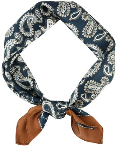 DAMILY Vintage Bandana Herren Seidig Quadratisch Kopftuch Sommer Geometrischem Halstuch und Stirnband Motorrad Satin Piratentuch Kinder Festival Haarbänder 70x70cm (Blaues Paisley)