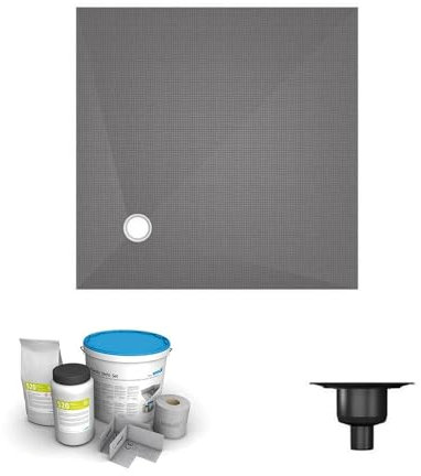 WEDI Receveur de douche à carreler 120 x 120 cm, écoulement excentré, kit d'étanchéité, acier brillant, moderne, à coller, carrée, 1 pièce, sans montage requis