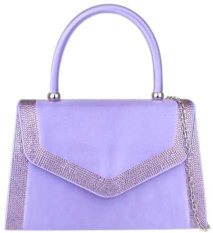 Girly Handbags Womens Satin Sparkly Clutch Bag Small Lilac