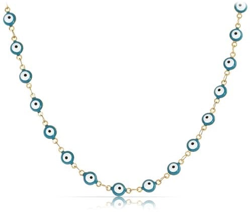Made by Nami Türkisches Auge Halskette Damen Gold Edelstahl Schmuck 40 + 5 cm Tochter Geschenke von Mama (Türkisches Auge)
