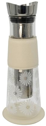 Eigenart Eve Amami Karaffe aus Glas mit Deckel, Sieb und veganer Kunstleder-Manschette und Untersetzer, BPA frei, 1,25L, 31010
