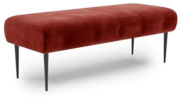 CAVADORE Sitzbank Amba, Trendige Polsterbank 2-sitzig für Küche, Esszimmer oder Wohnküche / Küchenbank passend zum 2-Sitzer Amba / 119 x 52 x 54 / Hochwertiges Mikrofaser: Rot