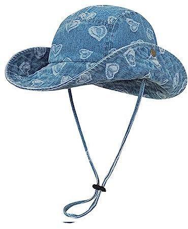 TAKOXIA Cowboyhut, Outdoor-Sport, Wandern, Angeln, Sonnenschutz, breite Krempe, atmungsaktiv, Sonnenhut, Kordelzug, Fischerhut, hellblau, Size M (55-65cm)