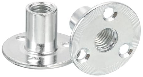 QUARKZMAN Dado T Foro Brad M12, Dadi T Avvitati Base Tonda Acciaio Carbonio da 15pz Flangia Hardware per Mobili Dadi Inserto Filettato Femmina