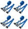 LOADCARE Lot de 4 sangles d'arrimage à cliquet en deux parties de 4 m avec cliquet et raccords pour rail d'arrimage Airline 500 daN