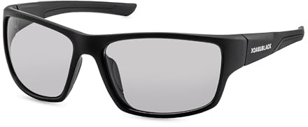 BACK IN BLACK photochrome Sport Sonnenbrille – selbsttönende Gläser, 100% UV-Schutz, Unisex für Damen & Herren – ideale Outdoor-Brille fürs Radfahren, Laufen, Wandern & Alltag F2511026