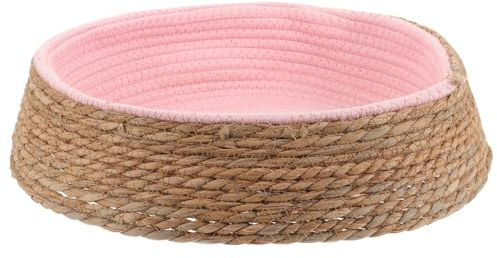 STOBAZA Cat Sleeping Nest Sturdy Rattan and Willow Woven Round Bed with Cushion for Indoor Cats and Small Dogs Resting Mat