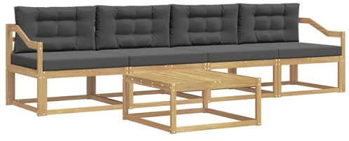 vidaXL Outdoor-Sofagarnitur mit Kissen 4 pcs Weiß und Anthrazit, Outdoor-Sofa-Set, modernes Gartenmöbel, modulare Sitzgruppe für Komfortables Entspannen im Freien