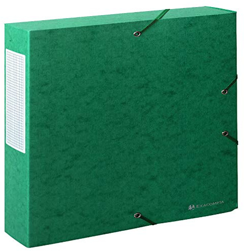 Exacompta 50913E Sammelbox Scotten aufgebaut mit Gummizug 60 mm breit aus extra starkem Colorspan-Karton mit Rückenschild für DIN A4 Archivbox Heftbox Sammelmappe grün