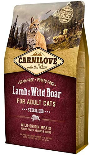 Carnilove 512324 Wild Boar Dry Cat Food, Lamb 400 g – Dry Food for Cats (Wild Boar, Lamb, 400 g, Any Breed)
