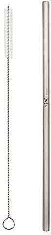 TiTo Titanium Metal Straw Reusable Drinking Straws with Cleaning Brush for Smoothie, Milkshake, Cocktail and Hot Drinks (1 Straight)