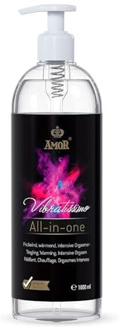Vibratissimo Play Gel all-in-one 1000 ml I Gleitmittel wär Men d, prickelnd & Höhepunkt verstärkend I Lubricant Gel für Toys & Latexkondome I water based