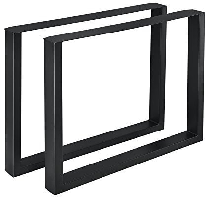 [en.casa] Set de 2 Pieds de Meuble pour Table à Manger Pieds de Table Rectangulaires pour Montage DIY avec Embouts de Protection Acier Noir 90 x 72 cm