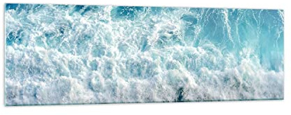 Panorama Bilder auf Glas 160x50cm Glasbild Meer Welle Ozean Groß XXL Wanddeko Bild im Glas Schlafzimmer Küche Wandbilder Dekoration Wohnzimmer Modern Wall Decor Wand Kunstdruck Art GAB160x50-4067