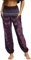 Nuofengkudu Damen Hippie Yogahosen Haremshosen mit Taschen Leichte Boho Muster Bunt High Waist Pumphose Sommer Lockere Strand Hosen (Dunkelviolett A,One Size)