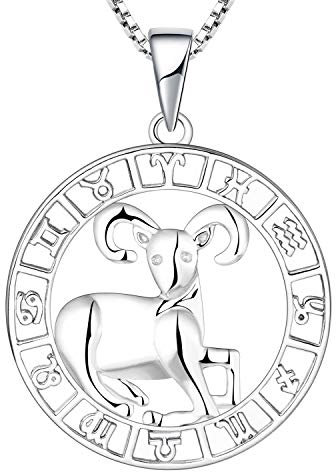 YL Silber Widder Halskette-925 Sterling Silber Horoskop Sternzeichen 12 Konstellation Anhänger Halskette für Damen und Mädchen