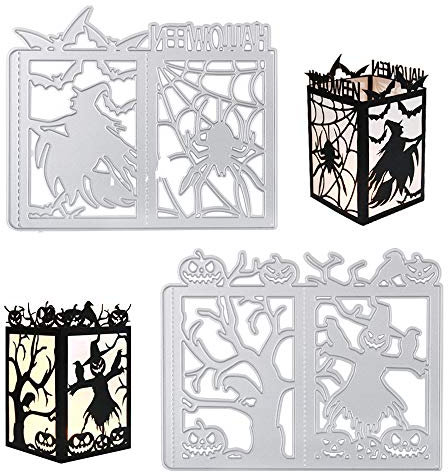 VINFUTUR 2 Stk Stanzschablonen Halloween Hexe und Kürbis Prägeschablonen, Metall Prägeschablonen Laternen Stanzmaschine Schablonen Stanzformen Schneiden für Scrapbooking Karten Sammelalbum Deko