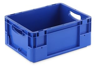 Die Boxfabrik GmbH Eurobehälter 400x300x180 mm (LxBxH) | stapelbar | Wände und Boden geschlossen | Mit Handgriff | 15 Liter | aus PP-C | Premium-Qualität Made in Germany Farbe blau