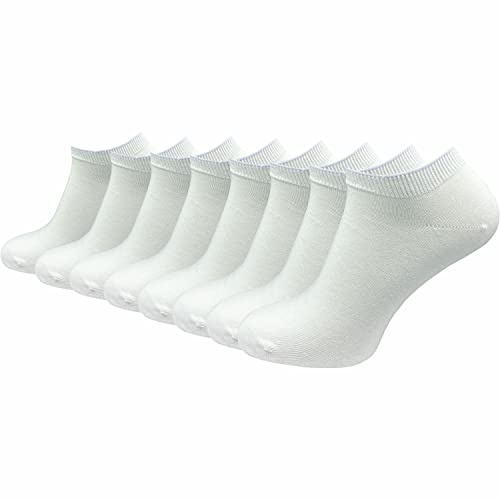 GAWILO Damen & Herren Sneaker Socken aus 100% reiner Baumwolle (8 Paar) | kurze & dünne Natur Füßlinge | ohne drückende Naht über den Zehen | verstärkt & atmungsaktiv (35-38, weiß)