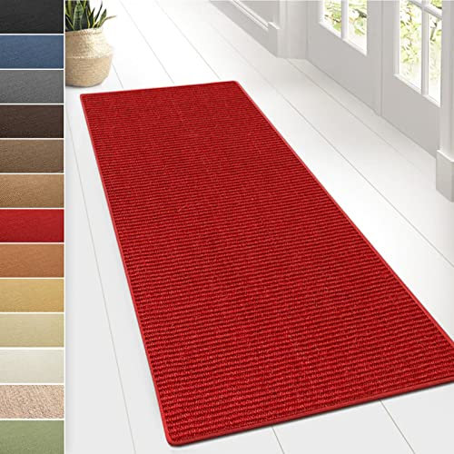 Floordirekt Sisal-Teppich Sylt | Wohnteppich oder Läufer | Hochwertiges Qualitätsprodukt | Erhältlich in vielen Farben & Größen | Langlebig & strapazierfähig (66 x 100 cm, Rot)