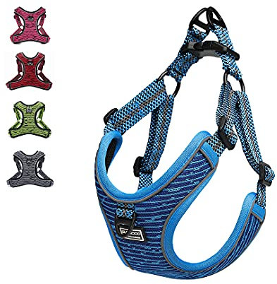 Suredoo Hundegeschirr für Große Mittlere Kleine Hunde Welpen Haustiere, Anti Zug Geschirr No Pull Sicherheitsgeschirr Reflektierend Atmungsaktiv Brustgeschirr Dog Harness Weich Einstellbar (L, Blau)