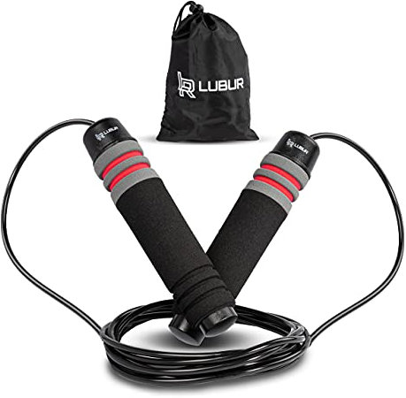 Lubur Sport Springseil - Sprungseil mit rutschfestem und ergonomischem Griff - Individuell anpassbare Springschnur - Hochwertiges Hüpfseil aus Stahl inkl. Transportbeutel