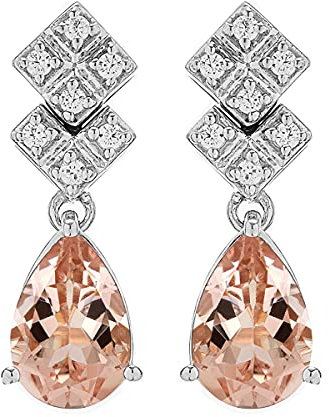 Glanz-Juwel Art Deco 7X5 MM Birnen Morganit Edelstein 925 Sterling Silber Ohrring Schmuck