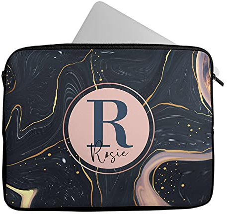 Personalised Any Name Marble Design Laptop Case Sleeve Tablet Bag Chromebook Gift 286 (12-13 inch)
