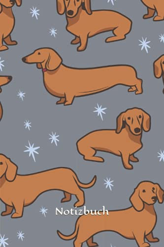 Notizbuch: Dackel Notizbuch | 6x9 Zoll DIN A5 | 120 Seiten Punktraster | Dackelmuster Notizheft | Hundehalter Tagebuch | Hunde Notebook | Hundeliebhaber Schreibheft