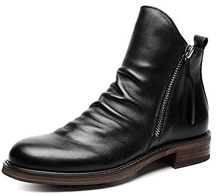 ERLINGO Stivaletti da uomo in ecopelle, classici con doppia cerniera laterale Chelsea stivaletti vintage antiscivolo comodi da camminare, scarpe da lavoro casual, Nero , 43 1/3 EU