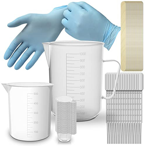 REGEN 192teiliges MischmessSet – enthält 500 ml Becher, 40 ml Spenderbecher, 1 l Krug, Pipette, Spatel, Nitrilhandschuhe, ideal für Farbe, Epoxidharz, Öle, Flüssigkeiten, Heimwerken, Kunst und