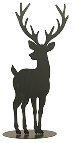 ETC dekorativer Deko-Hirsch große Hirschfigur als Flache Silhouette aus Metall in Mattschwarz (schwarz mittel)