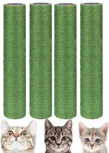 BNOSDM 4 Pcs M8 15”x2.75” Cat Tree Scratching Post Replacement Parts for Indoor Cats Tower Rope Scratch Poles Refill Sisal Pole Part for Refurbishment Hemp Kitty Furniture Accessories Spare