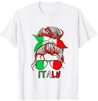 Frau Sonnenbrille Bandana Italienische Fahne Mädchen T-Shirt