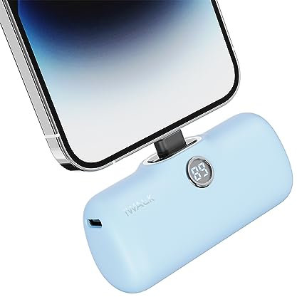 iWALK Mini Batterie Externe 4800mAh PD Fast Charging, [2024 Upgrade] Power Bank Charge Rapide avec Affichage LED Compatible avec iPhone 14/14 Pro/13/13 Pro/12/12 Mini/11/SE/XR/8/7/6s, Bleu